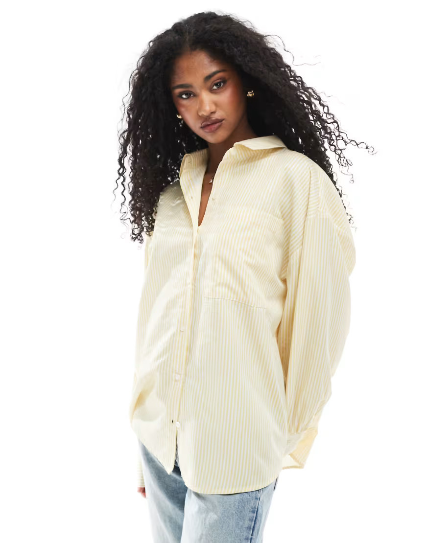 ASOS DESIGN oversized shirt in yellow stripe co ord-Multi | ASOS (Global)