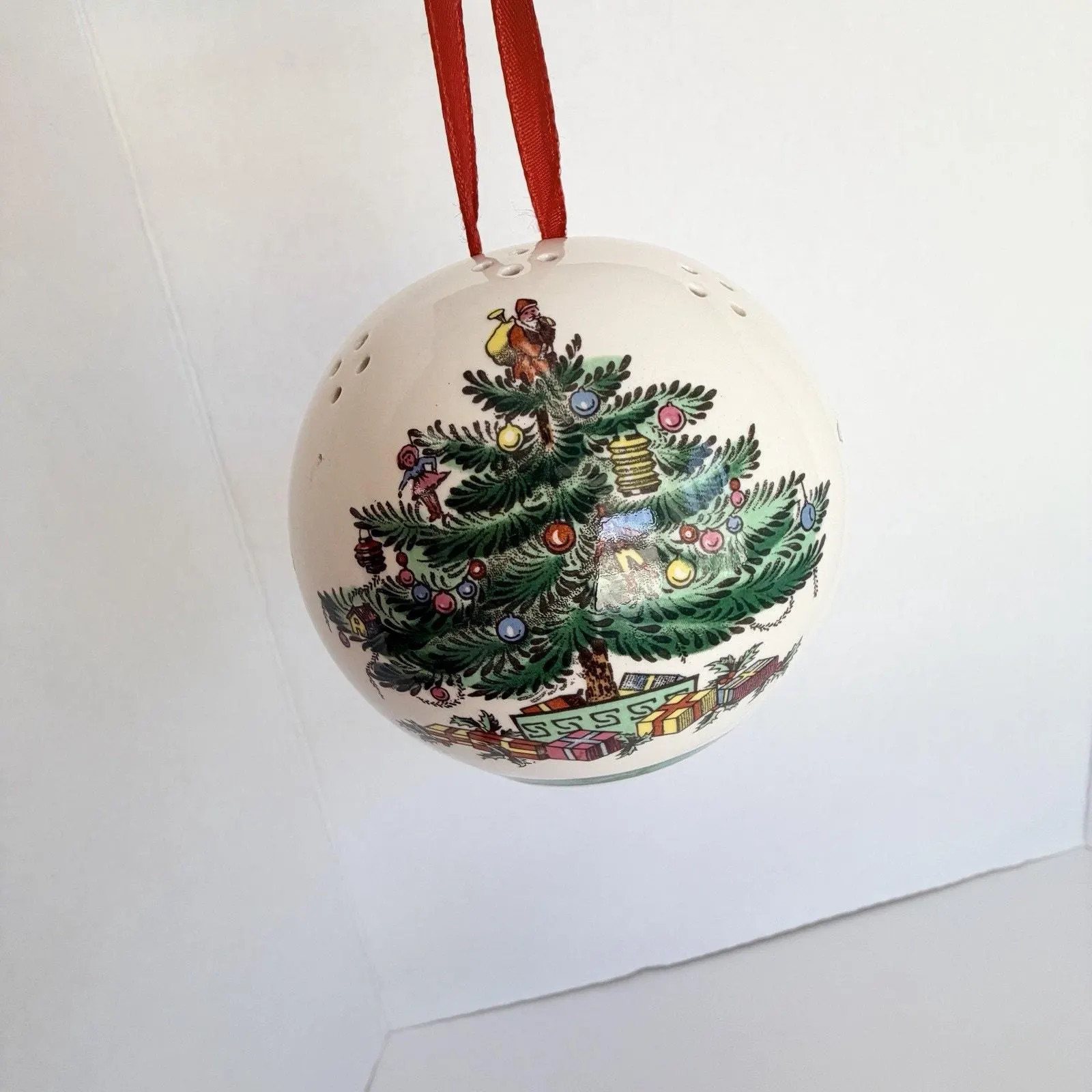 Spode Christmas Tree Design Pomander Potpourri Holder Ball Ornament England Vtg | Etsy (Global)