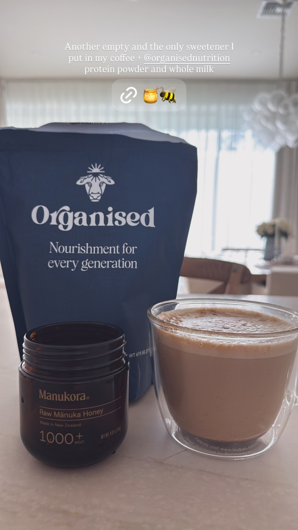 Another empty and the only sweetener I put in my coffee + @organisednutrition protein powder and whole milk