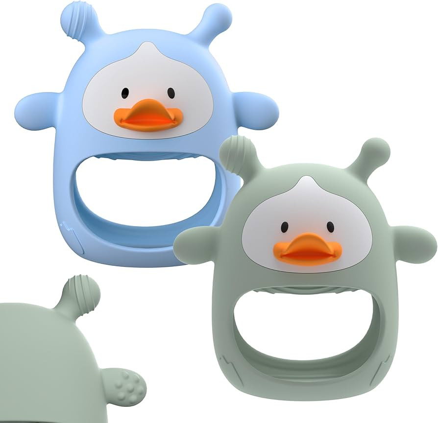 2 Packs Baby Teething Toys for 0-6 6-12 Months, Food Grade Silicone Teething Mitten, Anti Droppin... | Amazon (US)