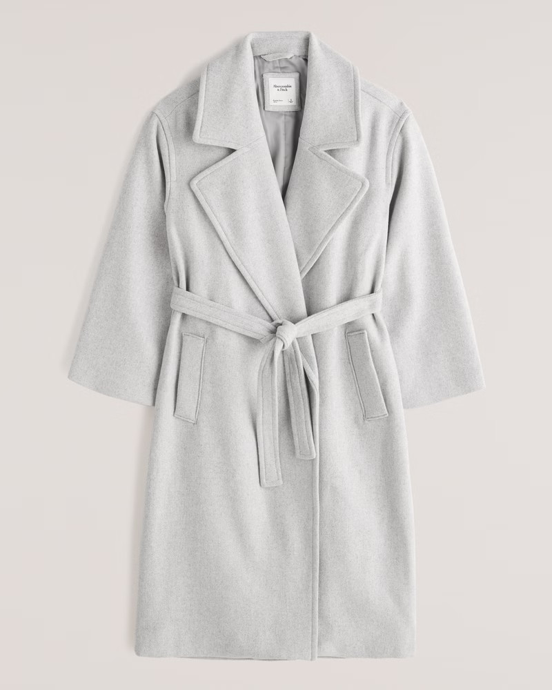 Slouchy Belted Wool-Blend Coat | Abercrombie & Fitch (US)