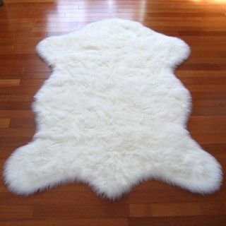 Snowy White Faux Polar Bear Pelt Sheepskin Rug | Bed Bath & Beyond