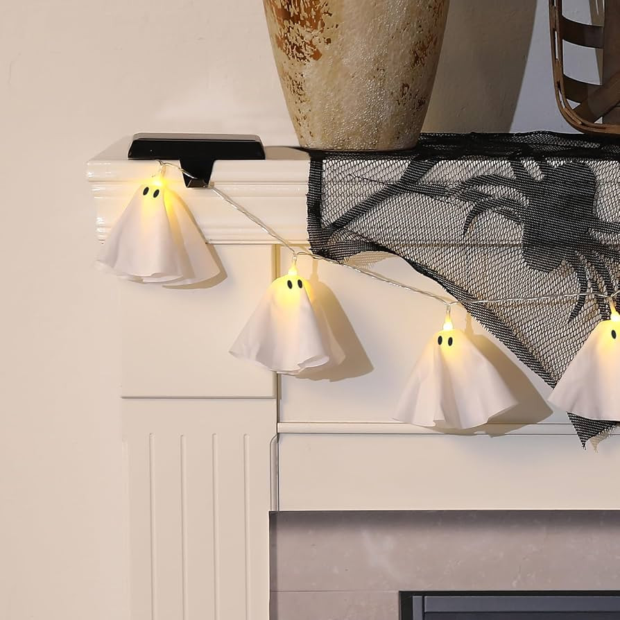 Halloween Decoration-Light Up Ghost Garland-Handmade Ghost Lights Banner for Home Party Fireplace... | Amazon (US)