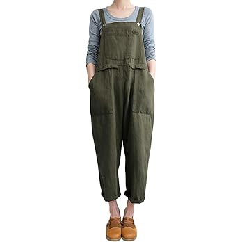 Gihuo Women's Fashion Baggy Loose Linen Overalls Jumpsuit | Amazon (US)