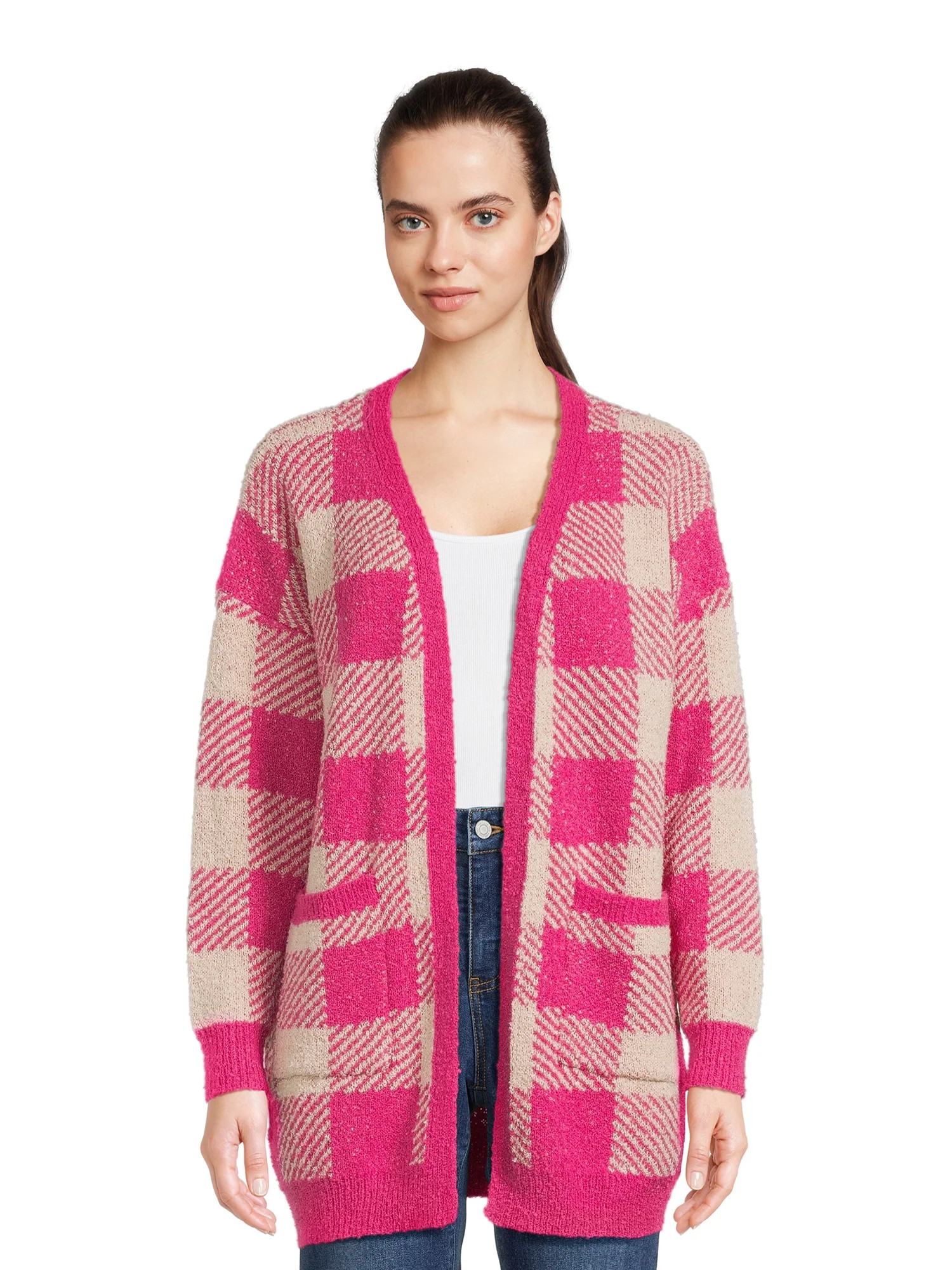 Dreamers by Debut Women's Open Front Print Cardigan Sweater, Midweight | Walmart (US)
