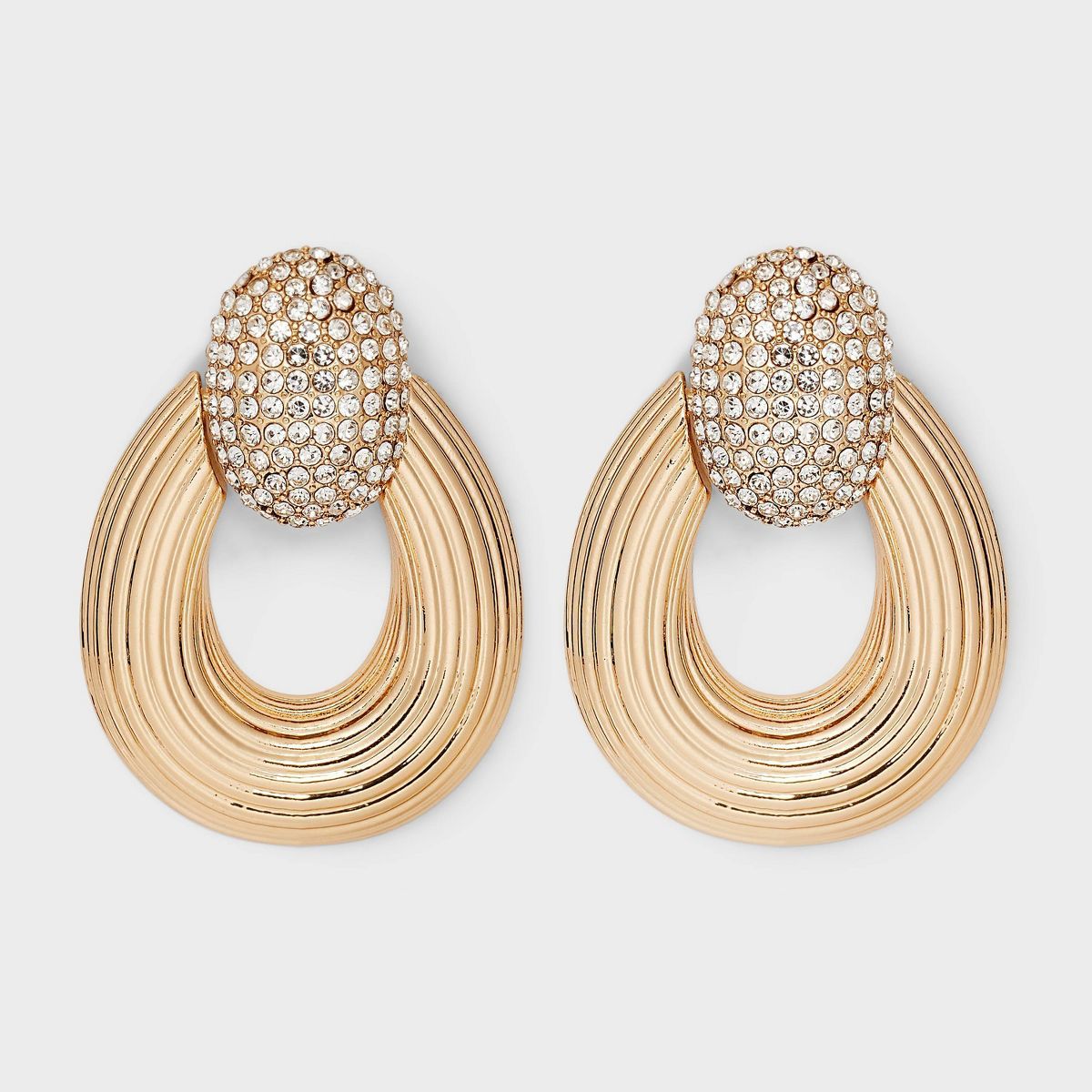 SUGARFIX by BaubleBar Gold Crystal Door Knocker Statement Earrings - Gold | Target