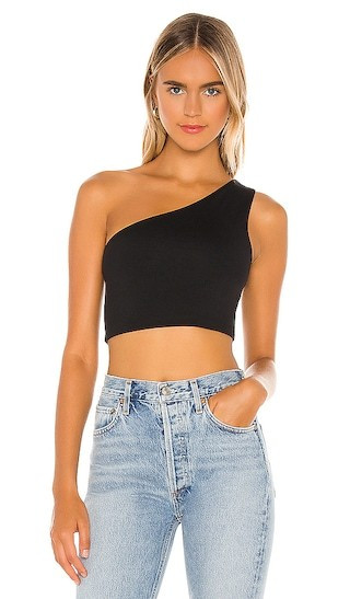 Susana Monaco One Shoulder Crop Top in Black. - size XS | Revolve Clothing (Global)