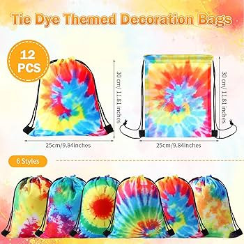 Shappy Tie Dye Party Favor Bags Drawstring Birthday Gift Bag Candy Goodie Treat Bag Colorful Snac... | Amazon (US)