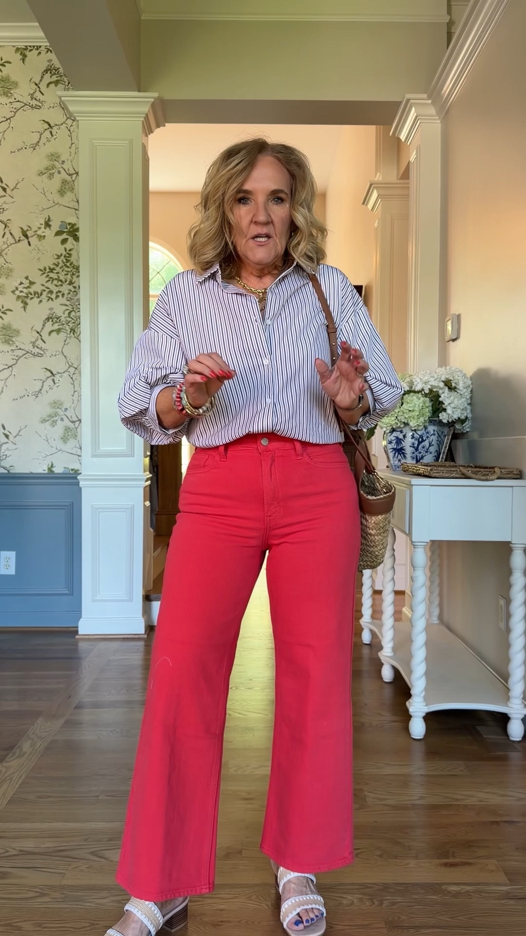 Avara 15% off code NANETTE15

Most items are true to size, I’m wearing a medium, 8, 29 in all except the following recommendations:
Red jeans definitely size up. I orders an 8/29 and they are too tight. Next size up would be better
Tammy gauze top I sized down to a small for a more tailored look. Medium would have been a bit more relaxed.
The Seychelles sandals are very comfortable. Cushioned footbed, so pretty with dresses or jeans. If in-between, size down.

Spring outfits 2026 Memorial Day outfit summer casual colored jeans

#LTKPetite #LTKSeasonal #LTKOver40