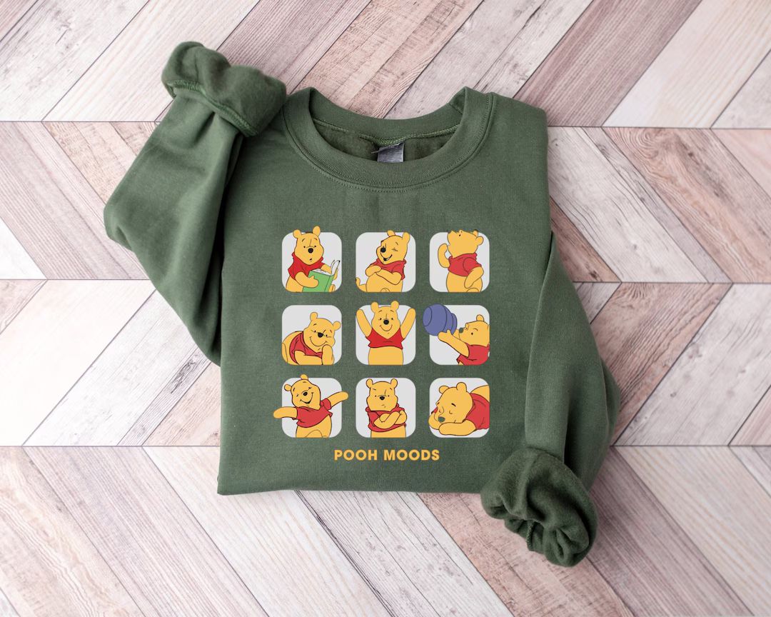 Pooh Moods Sweatshirt, Winnie the Pooh Cute Sweatshirt, Pooh Moods Hoodie, 90's Friends Gift, Dis... | Etsy (US)