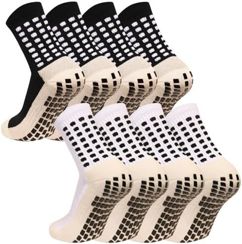 Men's Grip Soccer Socks Anti Slip Athletic Socks Non Slip Football Basketball Socks with Grip Pad... | Amazon (US)