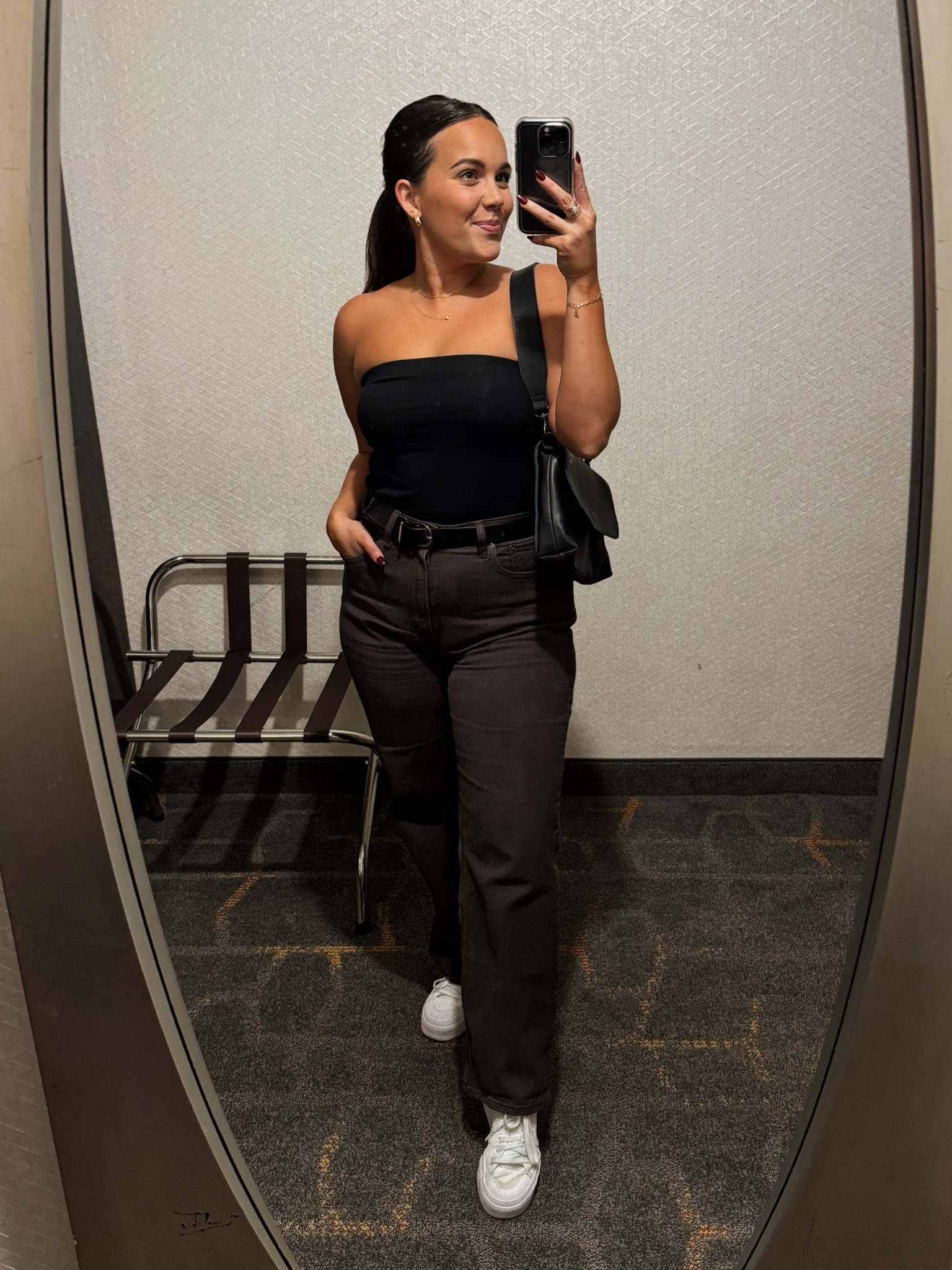 Abercrombie Curve Love Jeans have changed my life! No more standing jeans only. Size 28, short in the jeans, medium in top, & 7 in shoes 