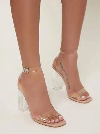 SHEIN SXY Clear Chunky Heeled Sandals | SHEIN