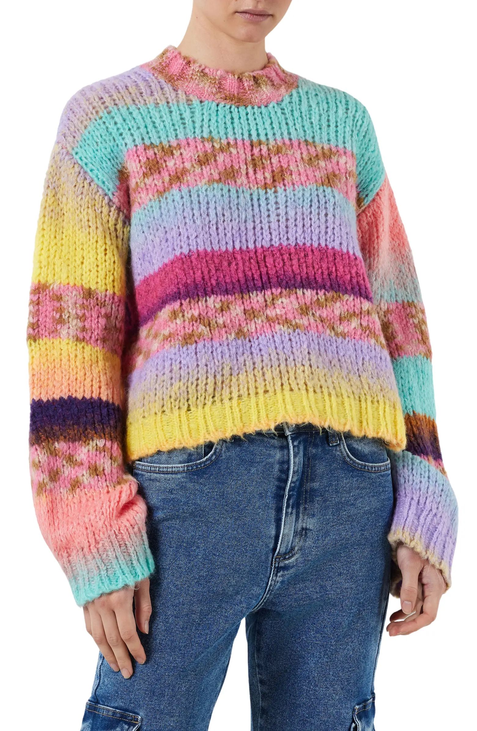 Dazy Pattern Mock Neck Sweater | Nordstrom