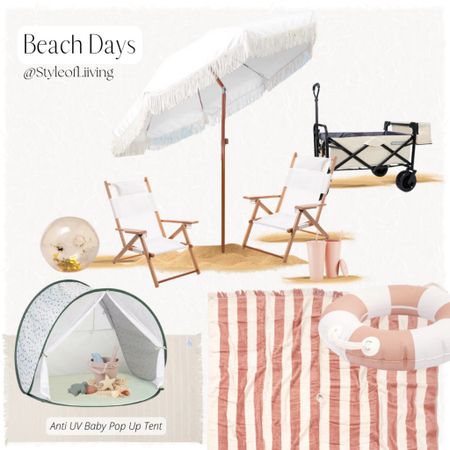 Beach days! Teak beach chairs, umbrellas, towels, pop up baby tents, round pool floats, wagon, beach balls, tumblers, baby water and sand toys. #beach #pool #summerfun #vacationn

#LTKTravel #LTKSeasonal #LTKSwim