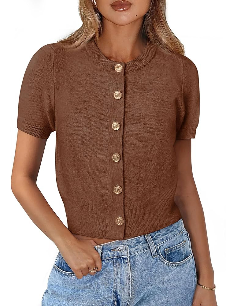 PRETTYGARDEN Womens Casual Summer Short Sleeve Cardigans 2025 Button Down Knitted Sweater Basic C... | Amazon (US)