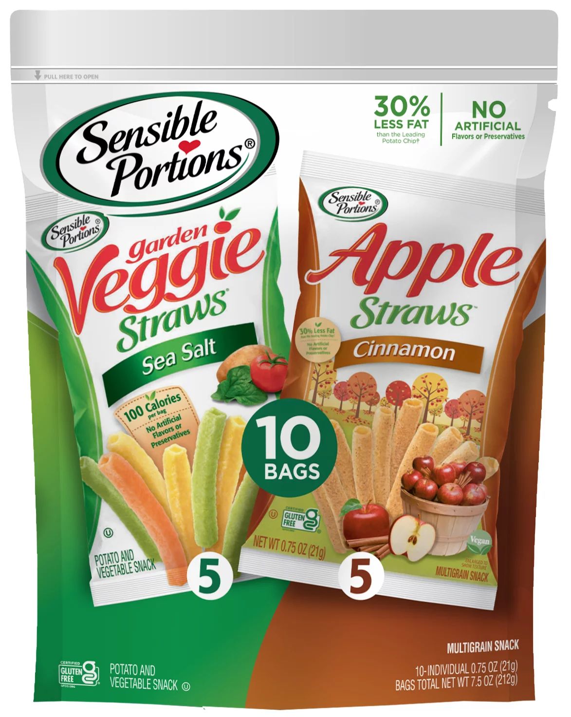 Sensible Portions Cinnamon Apple & Sea Salt Garden Veggie Straws, 0.75 oz (10 Count) | Walmart (US)