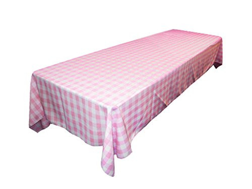 LA Linen Gingham Tablecloth - Checkered Tablecloth for Parties, Picnics & More - Farmhouse Tablecloth - Spring Tablecloth - Picnic Tablecloth - Cloth Tablecloths for Rectangle Tables - 60”x144" Pink | Amazon (US)
