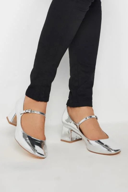 LTS Silver Patent Mary Jane Heels In Standard Fit | Long Tall Sally
