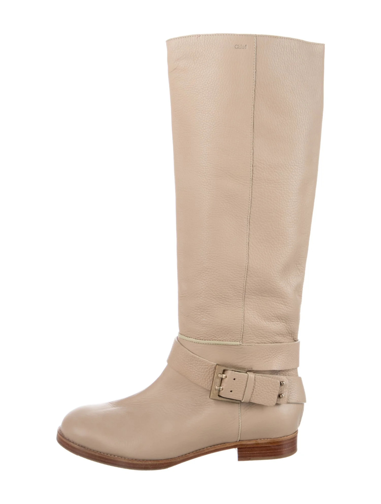 Chloé Leather Riding Boots - Neutrals Boots, Shoes - CHL376432 | The RealReal | The RealReal