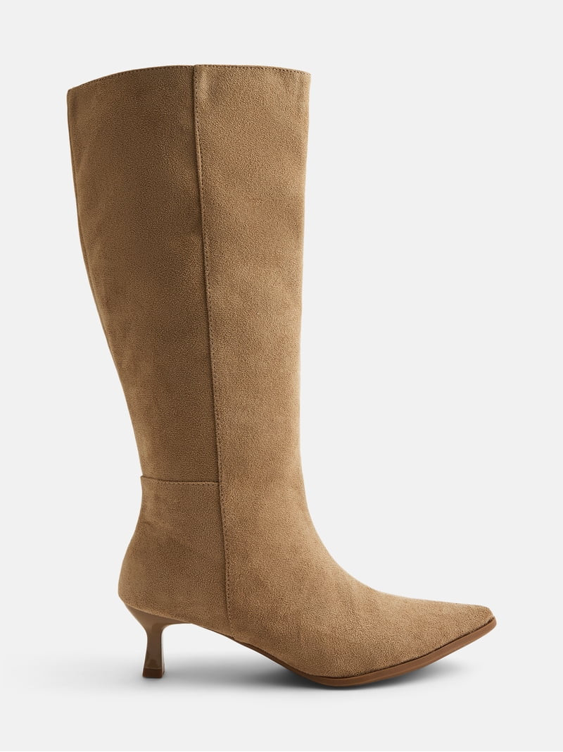 No Boundaries Women\u2019s Kitten Heel Tall Boots | Walmart (US)
