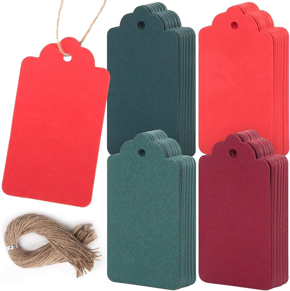 VGOODALL 150PCS Christmas Gift Tags, Christmas Name Tags with String Small Red Green Paper Gift T... | Amazon (US)