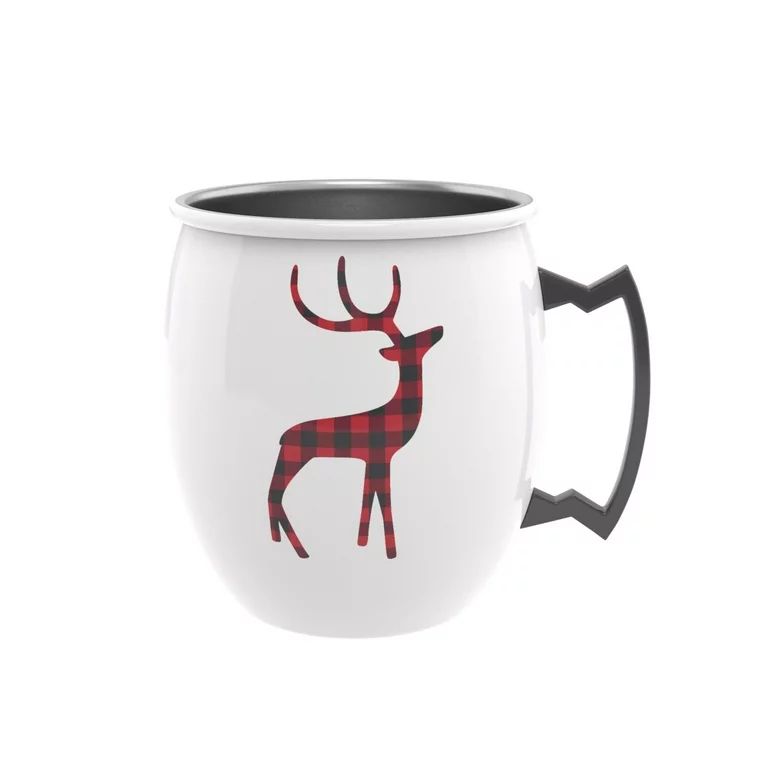 Holiday Time 20-Ounce Moscow Mule Mug, Plaid Reindeer | Walmart (US)