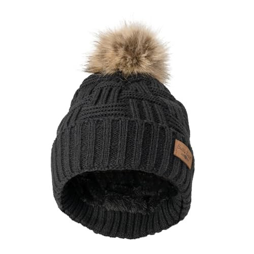 Britt's Knits Cozy Classics Pom Hat Winter Cozy Fur Pom Knit Beanie Hat Skull Cap for Women & Girls - Midnight Black | Amazon (US)