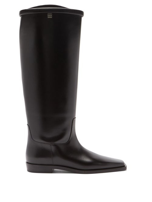Totême - Square-toe Leather Knee-high Boots - Womens - Black | Matches (US)