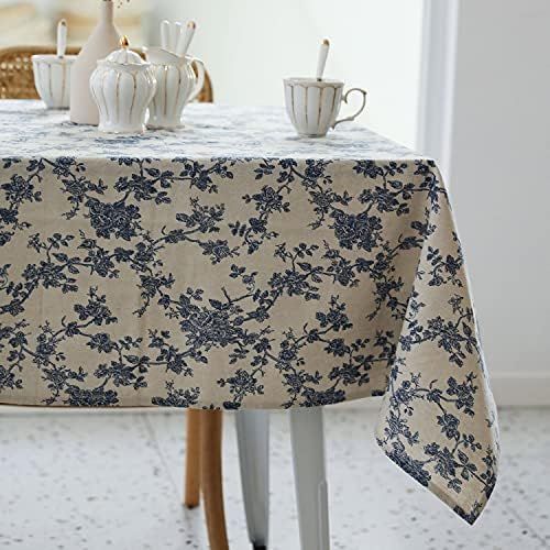 Pastoral Rectangle Tablecloth - 52 x 70 Inch - Linen Fabric Table Cloth - Washable Table Cover wi... | Amazon (US)