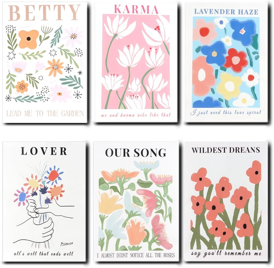 HTTLQNDA Taylor Flower Poster Canvas Set - 6-Piece Frameless Home Decoration Artwork. Beautiful a... | Amazon (US)