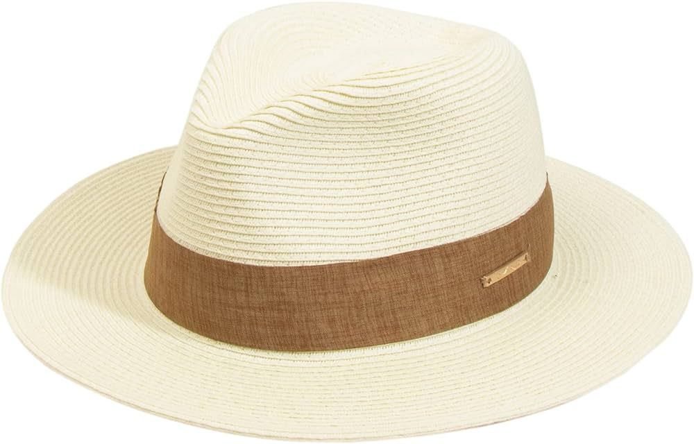 Cmprvgd Women Panama Sun Straw Hat Fedora Travel Wide Brim Packable Summer Beach Hats UPF 50+ | Amazon (US)
