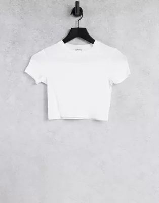 Monki Karo organic cotton cropped t-shirt in white | ASOS (Global)