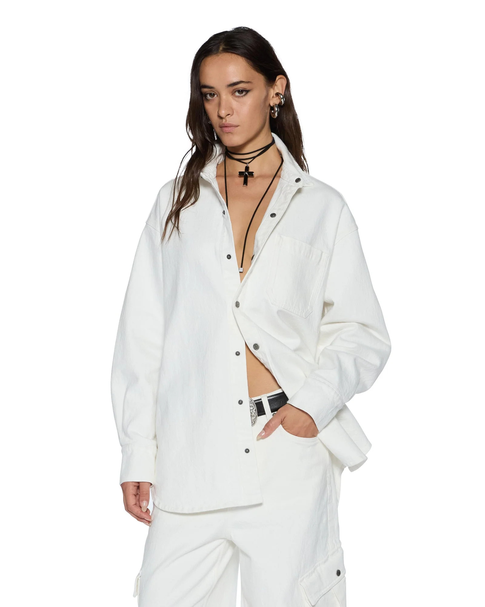 Womens Oversized Ls Shirt Ecru Shirts  | Ksubi ++ | Ksubi (AU)