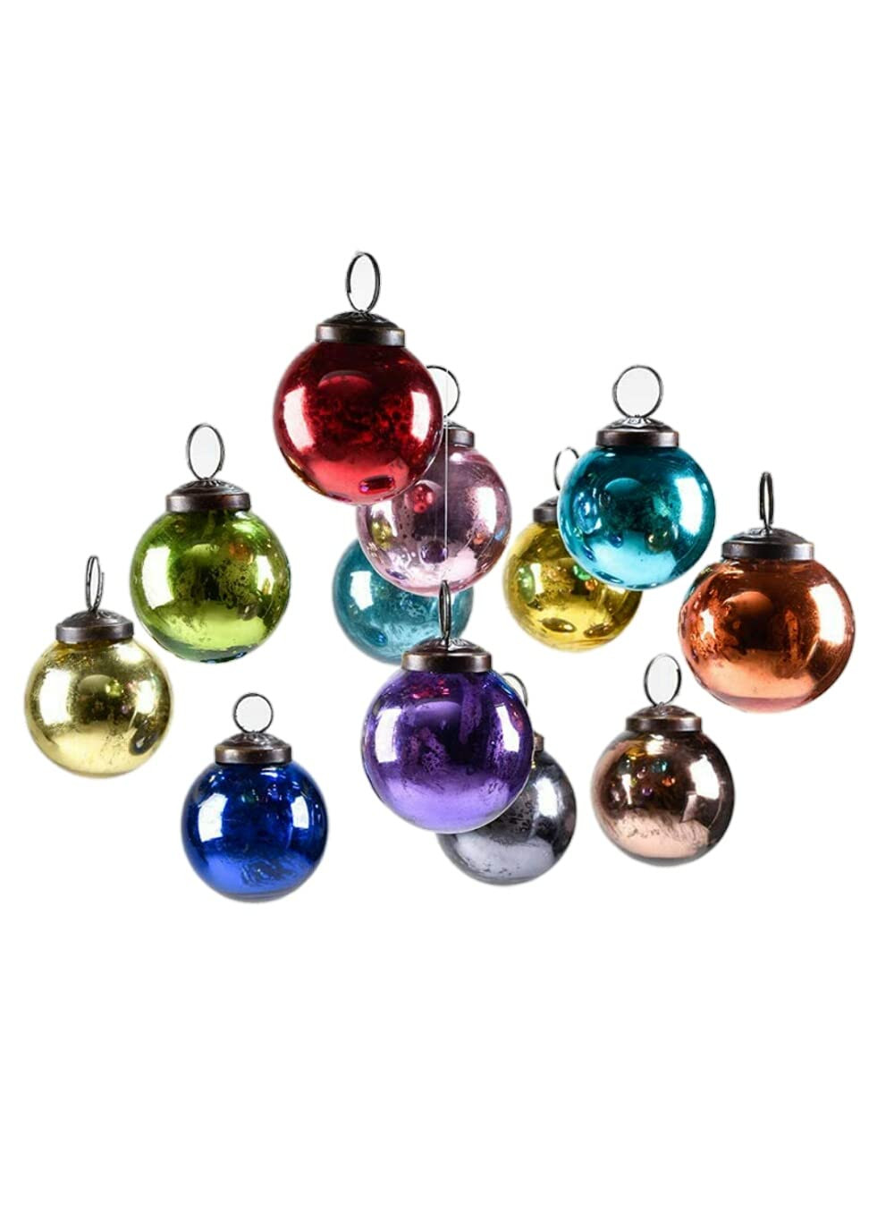 Serene Spaces Living 12pcs Multicolor Mercury Glass Ornament Set - Vintage Christmas Ornaments, H... | Amazon (US)