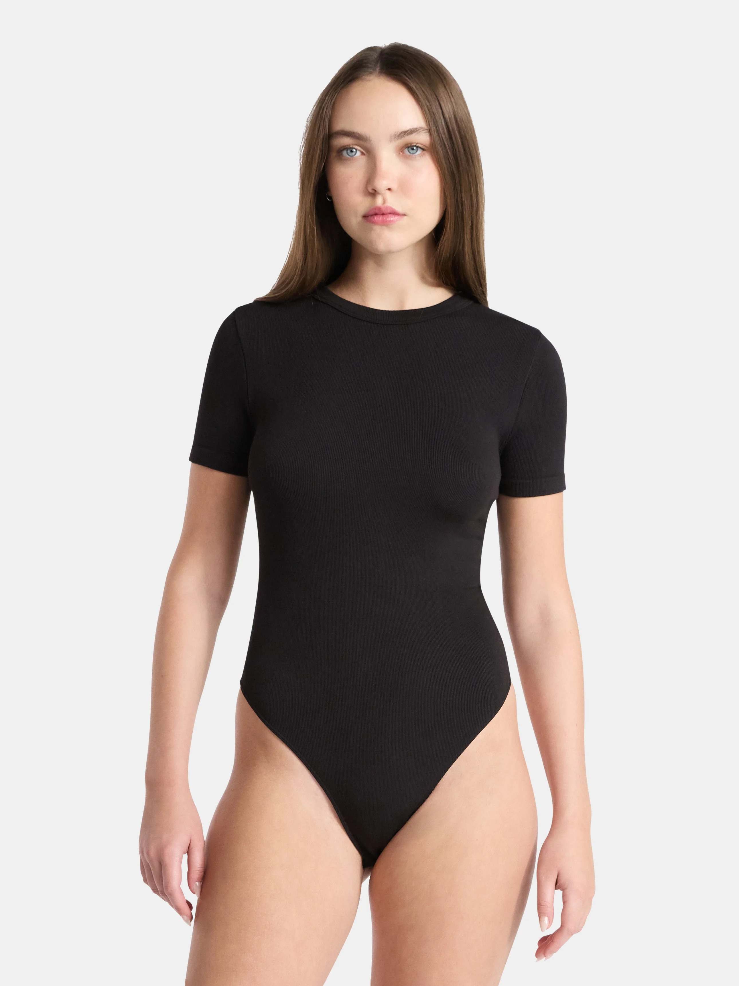 No Boundaries Seamless Bodysuit with Short Sleeves, Women's - Walmart.com | Walmart (US)