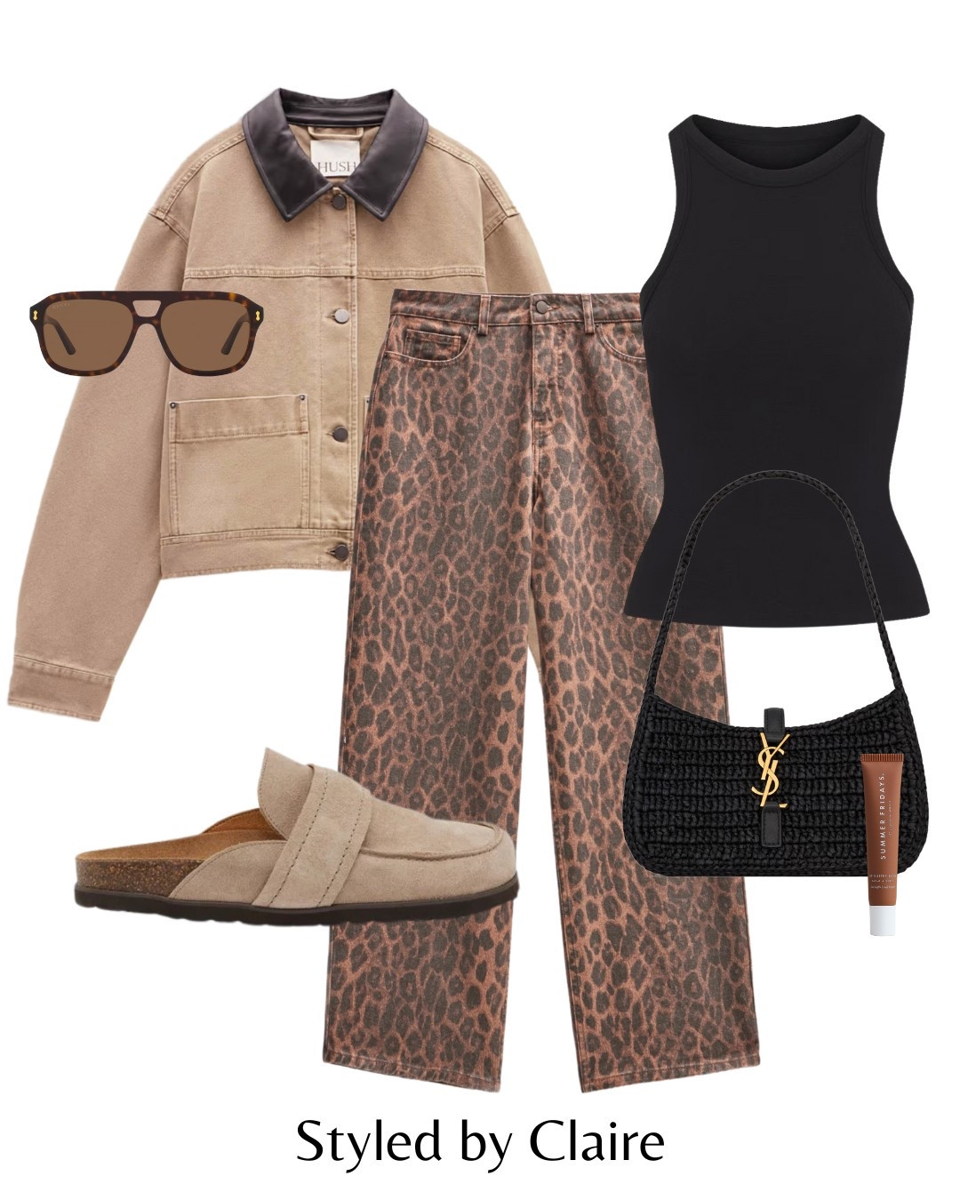 Leopard print jeans❤️‍🔥
Tags: collar canvas jacket hush black skims vest tank top Birkenstock mules clogs neutral beige suede ysl raffia bag sunglasses Gucci fashion spring summer inspo outfit ideas chic women’s style airport city break capsule wardrobe cool girl Barcelona basics

#LTKshoes #LTKstyletip #LTKspring