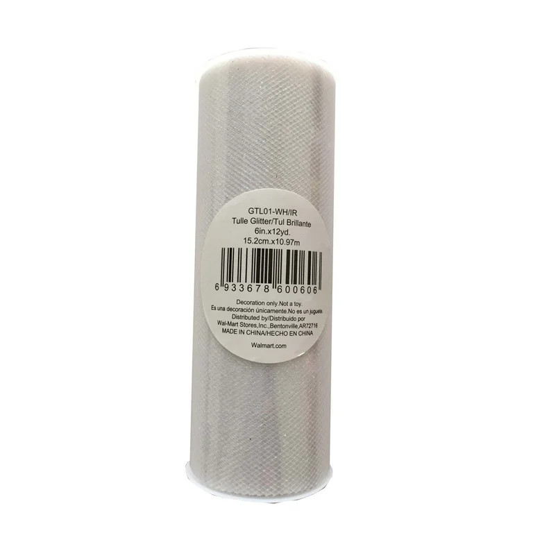 Fuzhou 6inch 12Yd Glitter Tulle Spool White,100% Polyester by the Bolt - Walmart.com | Walmart (US)