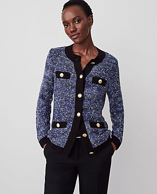 Ann Taylor Petite Shimmer Tweed Sweater Jacket | Ann Taylor (US)