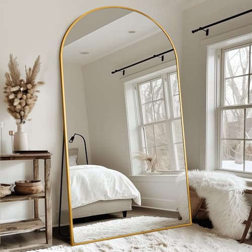 Antok Full Length Mirror, 86"x46" Oversized Floor Mirror Freestanding, Full Body Mirror Floor Standing Mirrors with Stand, Hanging Mounted Mirrors for Living Room Cloakroom,Gold,Arched Style | Amazon (US)