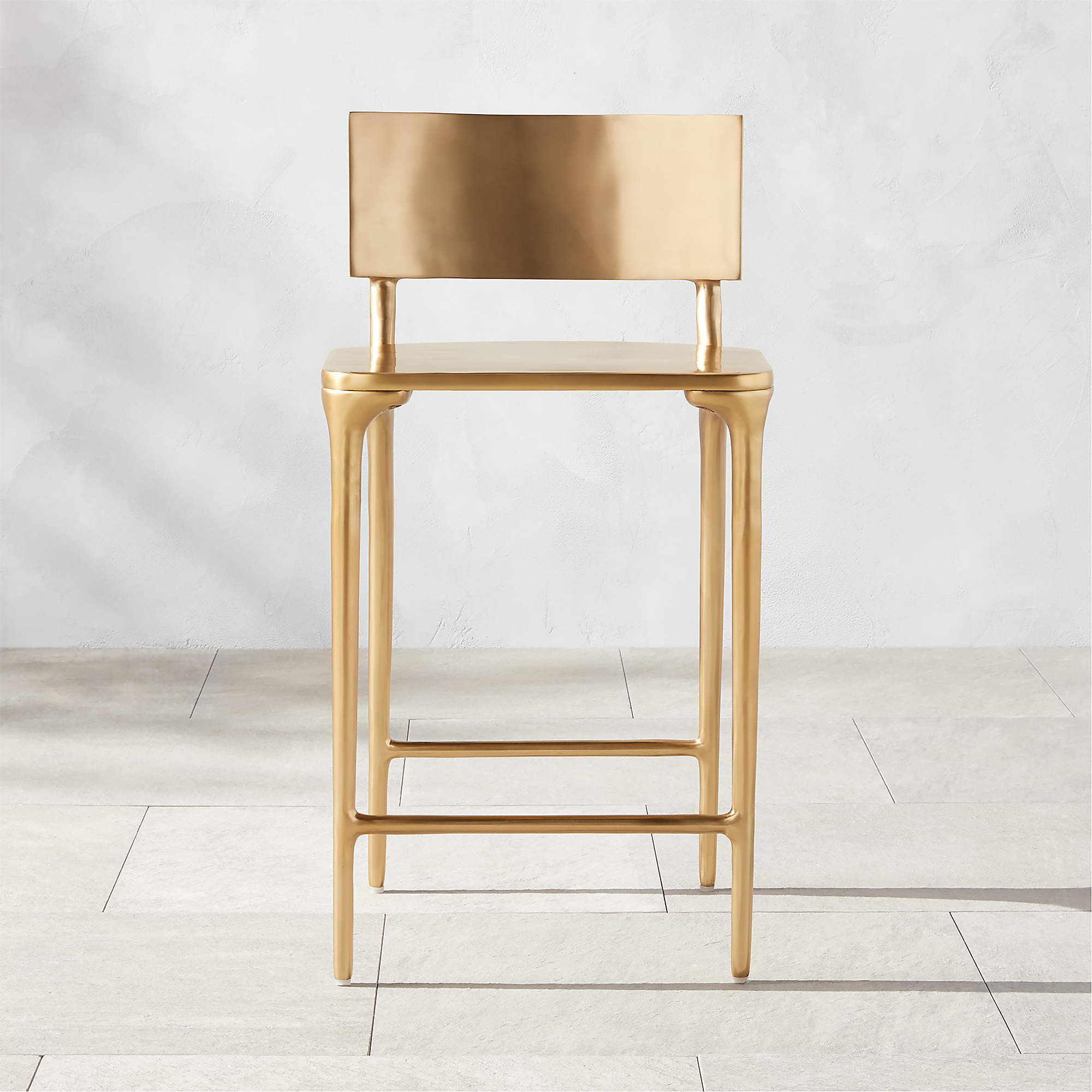 Oro Modern Gold Metal Outdoor Counter Stool + Reviews | CB2 | CB2