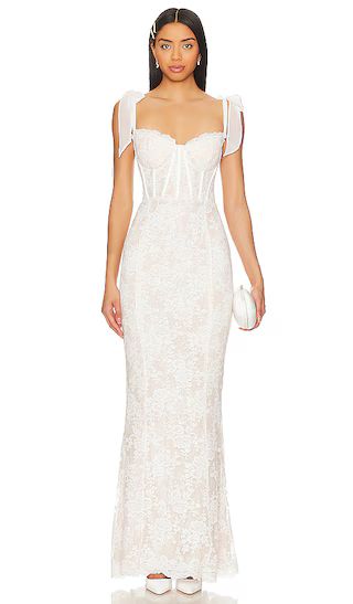 Romanza Gown in White Chantilly Lace | Revolve Clothing (Global)