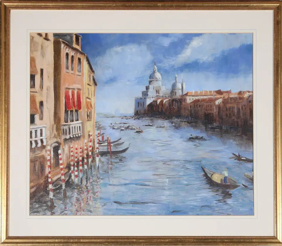 UnknownFramed 20th Century Oil - Venetian WaterwayUnknown | 1stDibs