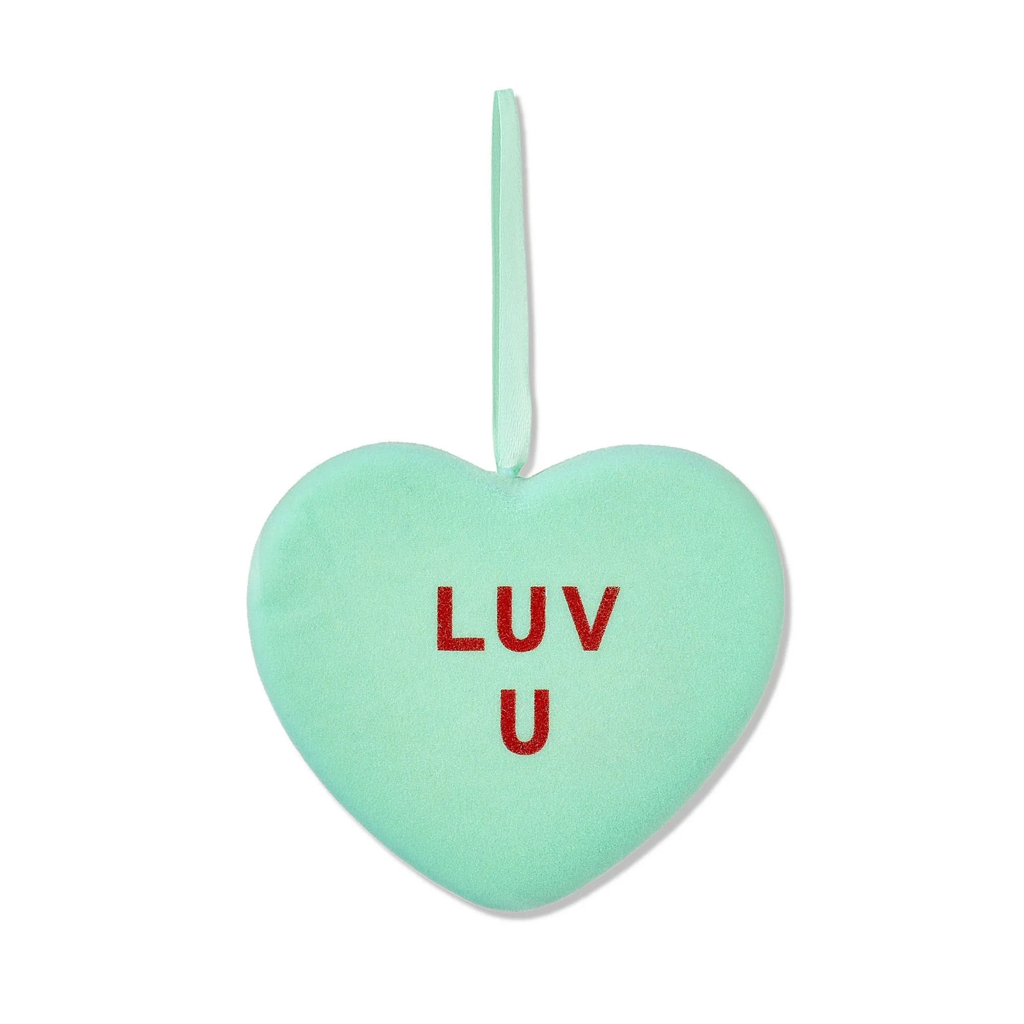 Small Flocked Luv U Heart Hanging Decoration, Green, 6", Valentine's Day by Way To Celebrate | Walmart (US)