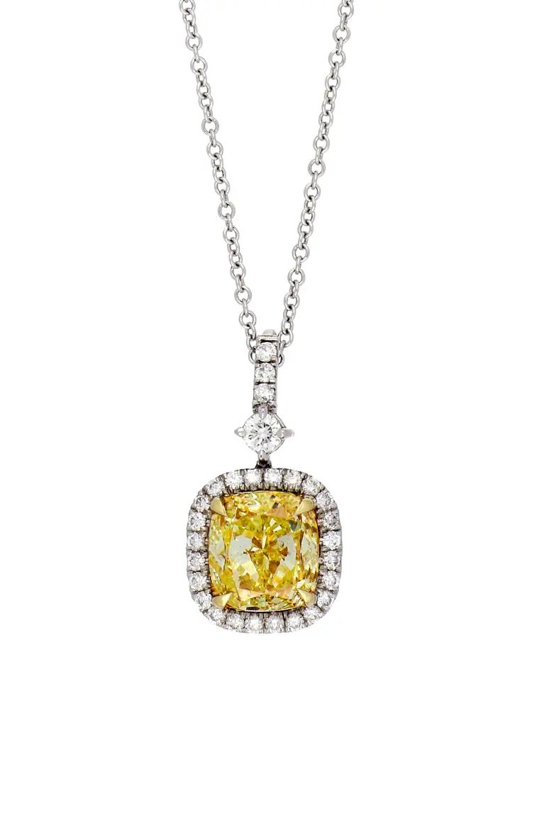 Yellow Diamond Cushion Pendant Necklace | Nordstrom