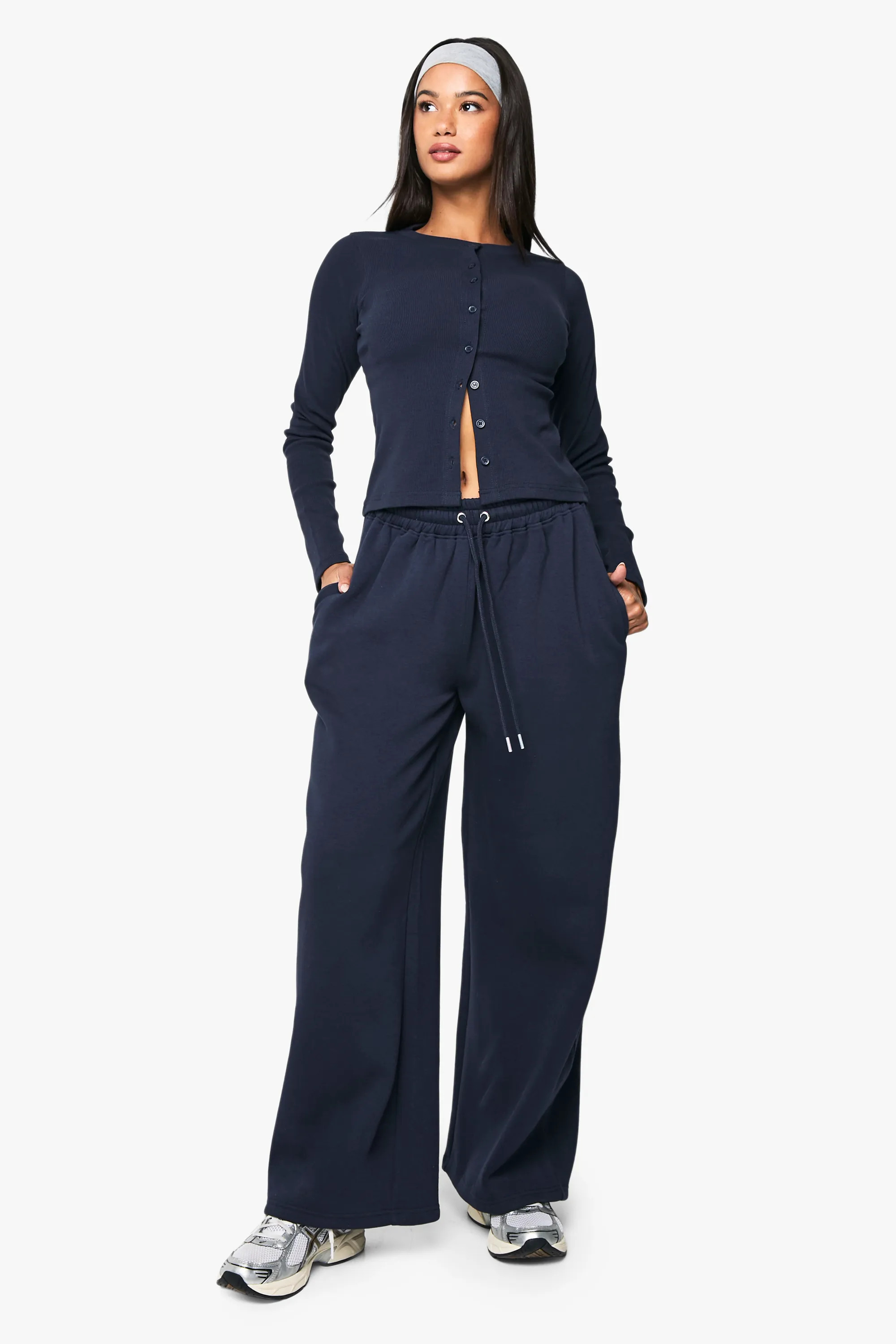 Rib Button Through Long Sleeve Tracksuit | Boohoo.com (UK & IE)