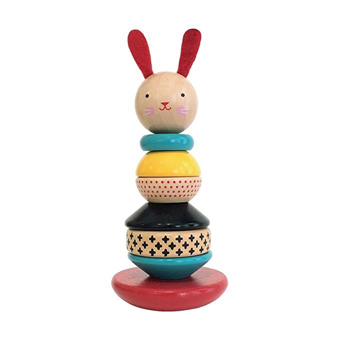 Petit Collage Modern Bunny Wooden Stacking Toy – Solid Wooden Stacking Rings for Kids, Activity... | Amazon (US)