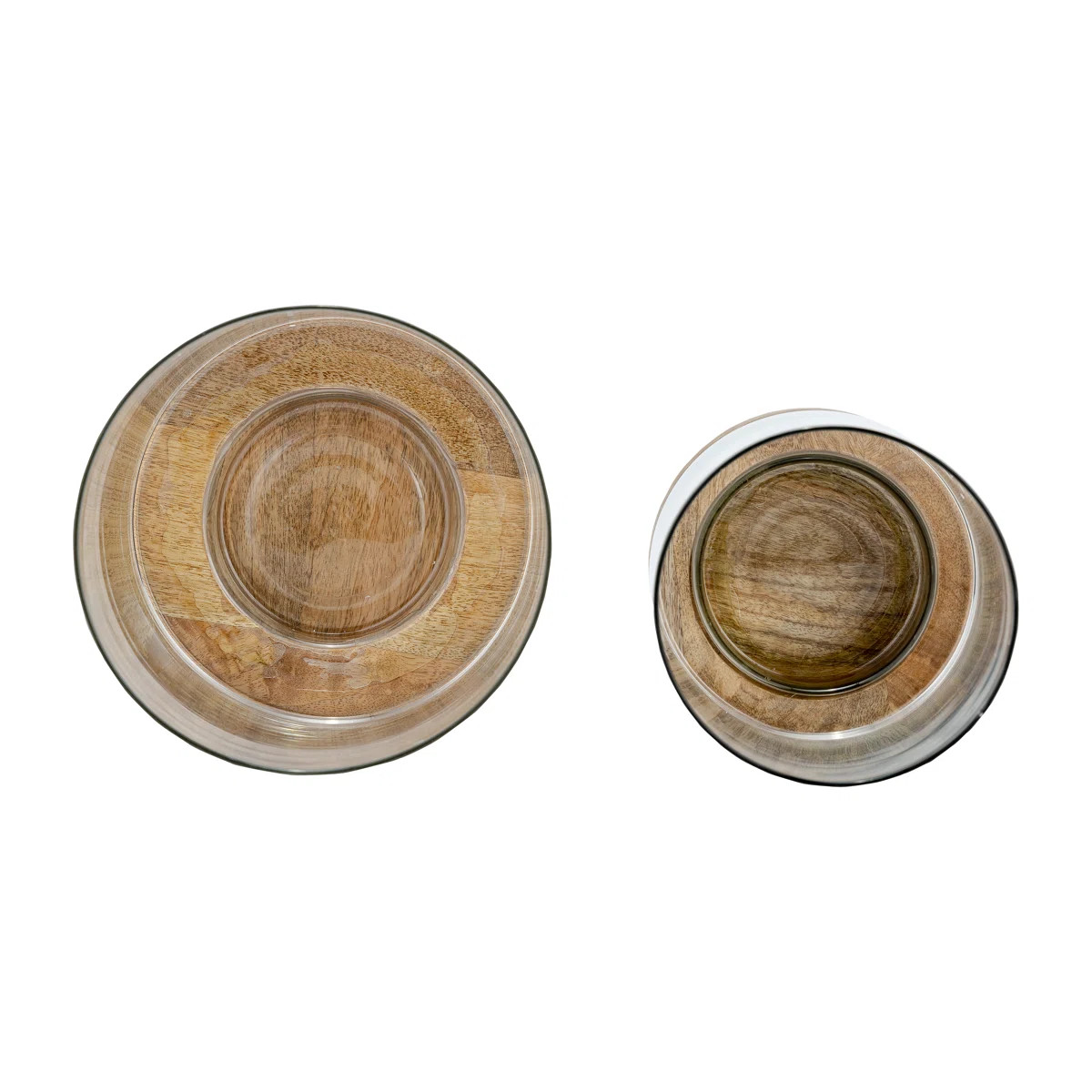 Sagebrook Home Iron and Glass Candle Holders on Mango Wood Base - Elegant Home Decor Essentials f... | Wayfair North America