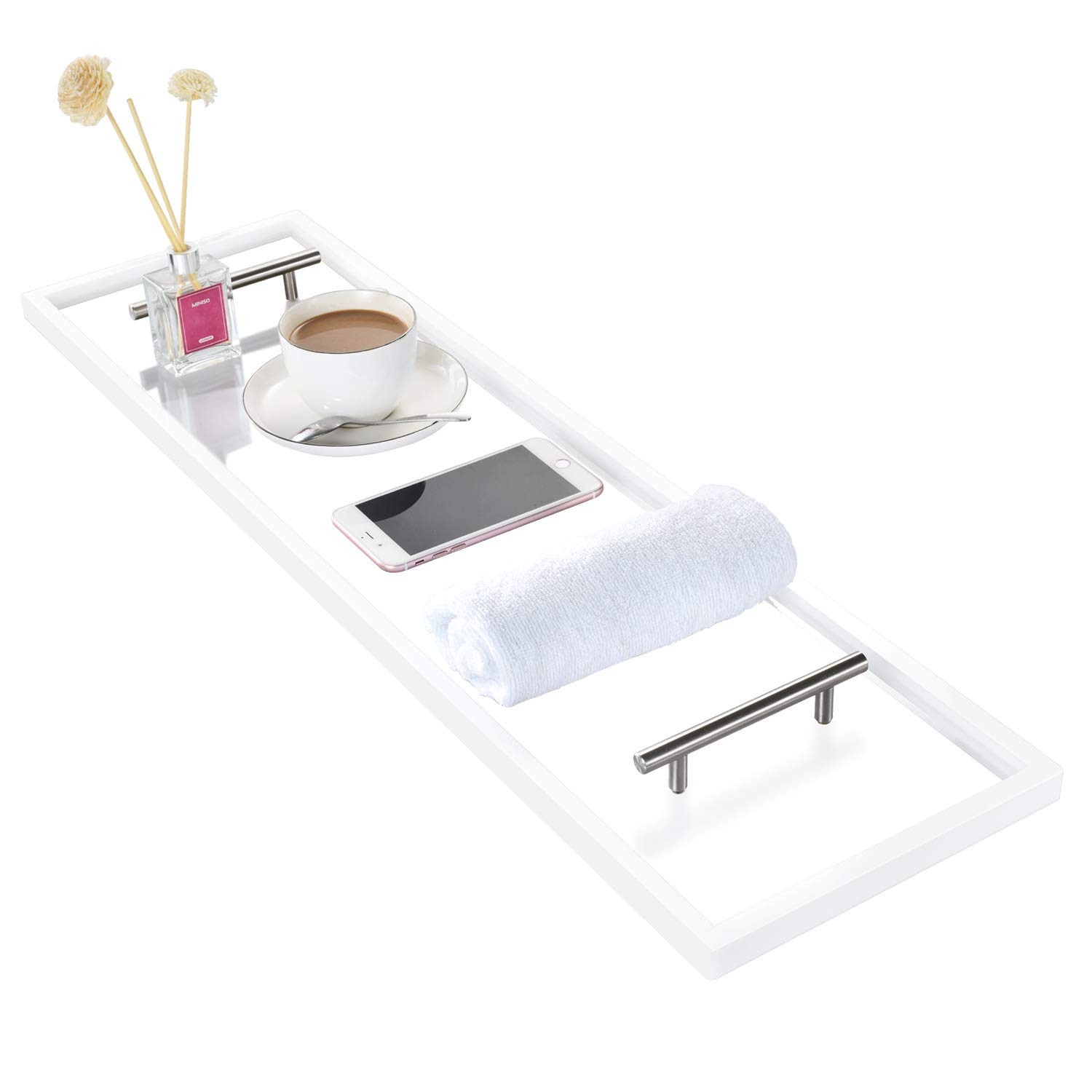 ToiletTree Clear Acrylic Bathtub Caddy with Rust-Proof Stainless Steel Handles | Amazon (US)