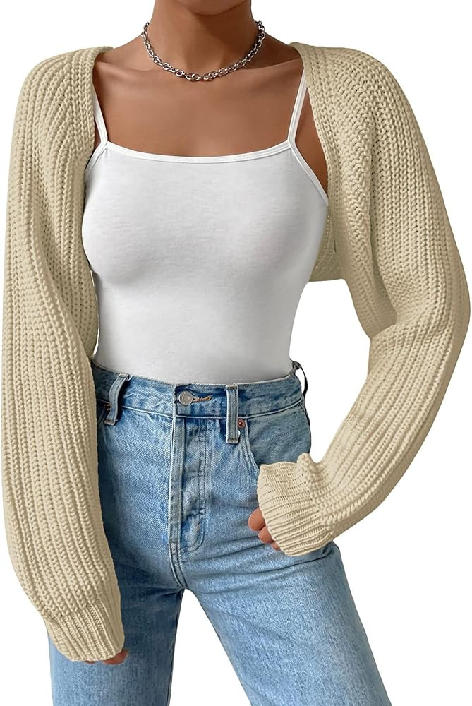 Women's Bolero Shrug Sweater Croped Cardigan Sweater Open Front Knit | Amazon (US)